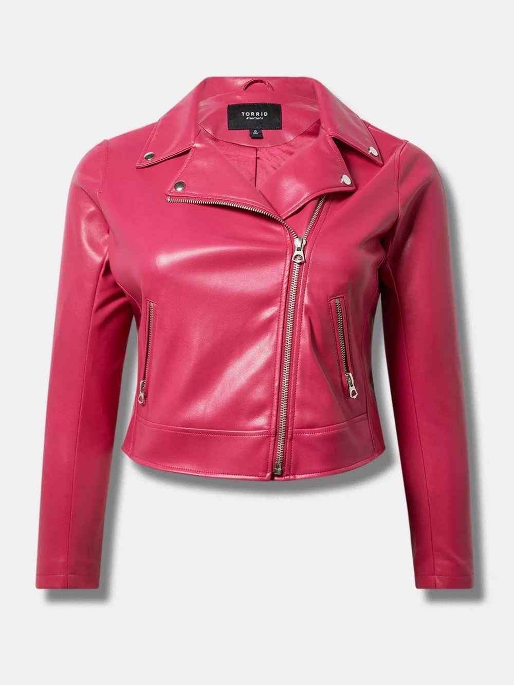 Torrid NWT Vivacious Fuchsia Faux Leather Zip Front Jacket 1/1X/14-16